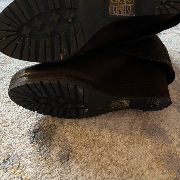 Brown leather Prada wedge boots size 36 - Picture 3 of 6